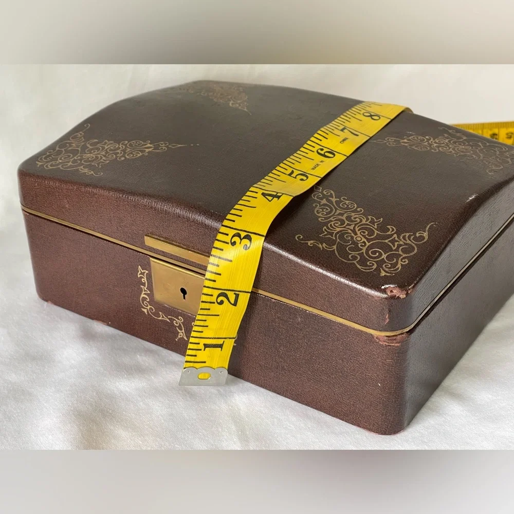 Vintage Farrington jewelry box Bxriwn with Gold ornate paint silk inside